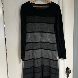 Cynthia Rowley Black and Gray Striped Sweater Dress